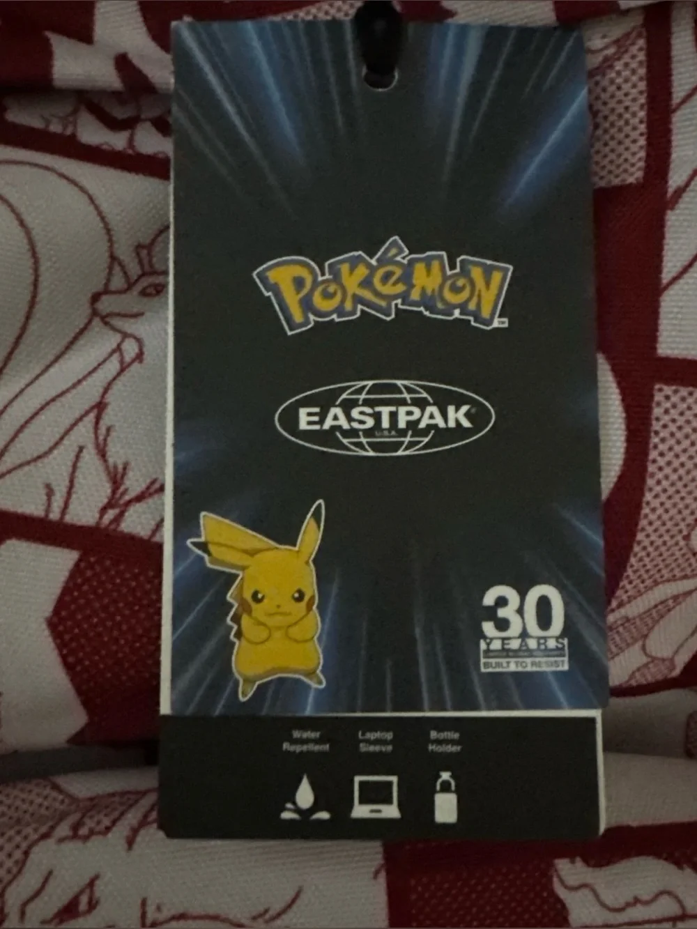 EASTPAK x Pokémon Graphic Print Backpack Red/White Zip Front Pocket Bottle